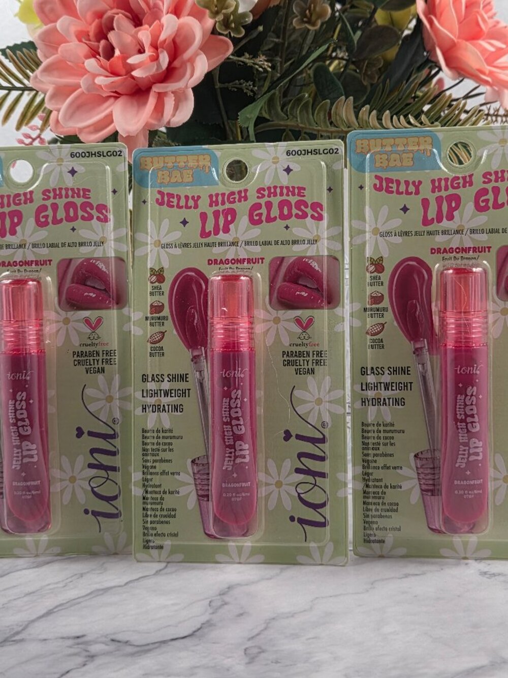 ioni Butter Bae Jelly High Shine Lip Gloss Dragonfruit 3 Pack Lip Gloss New